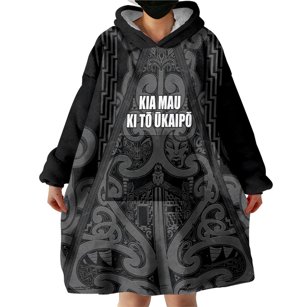 Maori Language Week Personalised Wearable Blanket Hoodie Kia Mau Ki To Ukaipo Grey Color