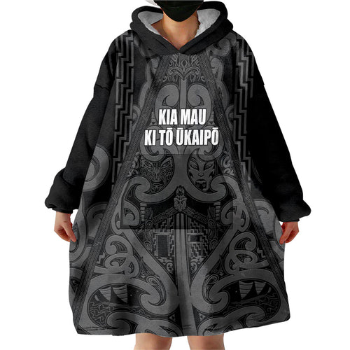 Maori Language Week Personalised Wearable Blanket Hoodie Kia Mau Ki To Ukaipo Grey Color