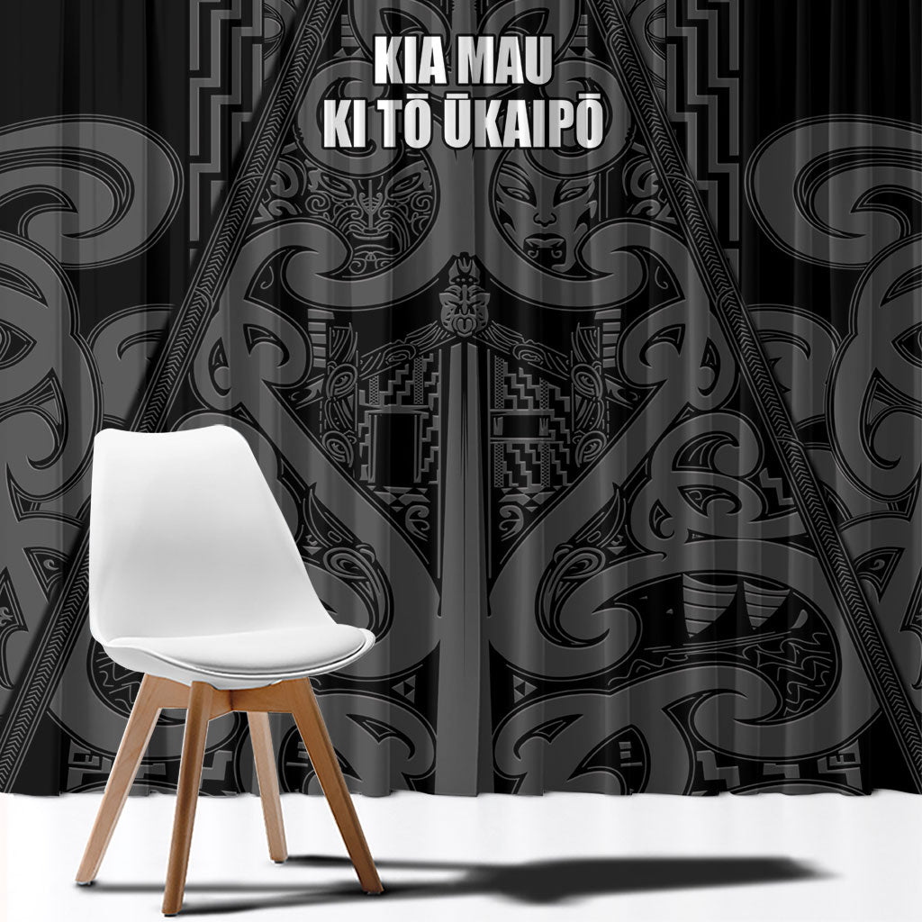 Maori Language Week Window Curtain Kia Mau Ki To Ukaipo Grey Color
