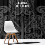 Maori Language Week Window Curtain Kia Mau Ki To Ukaipo Grey Color