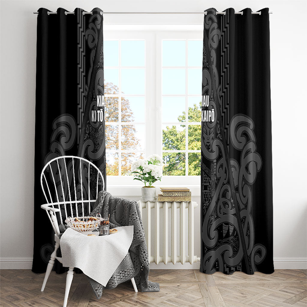 Maori Language Week Window Curtain Kia Mau Ki To Ukaipo Grey Color