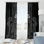 Maori Language Week Window Curtain Kia Mau Ki To Ukaipo Grey Color