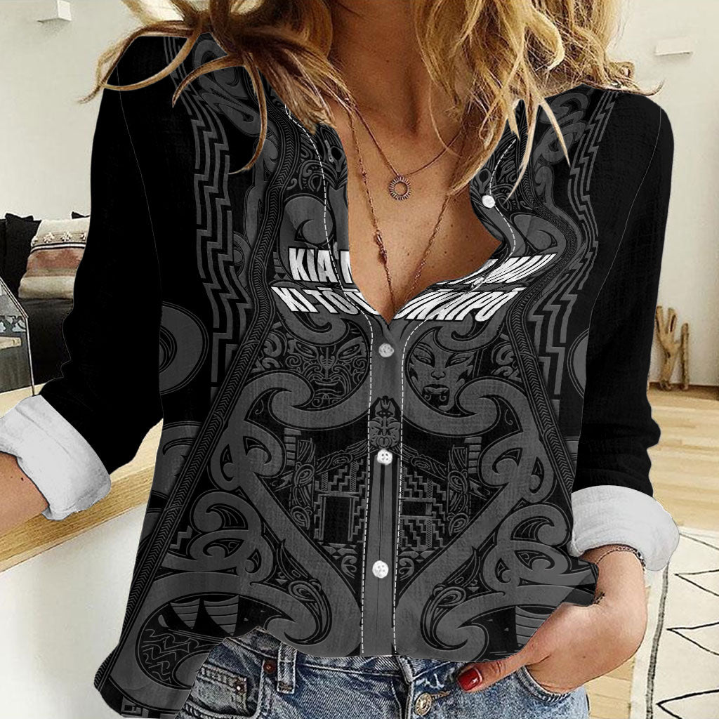 Maori Language Week Personalised Women Casual Shirt Kia Mau Ki To Ukaipo Grey Color