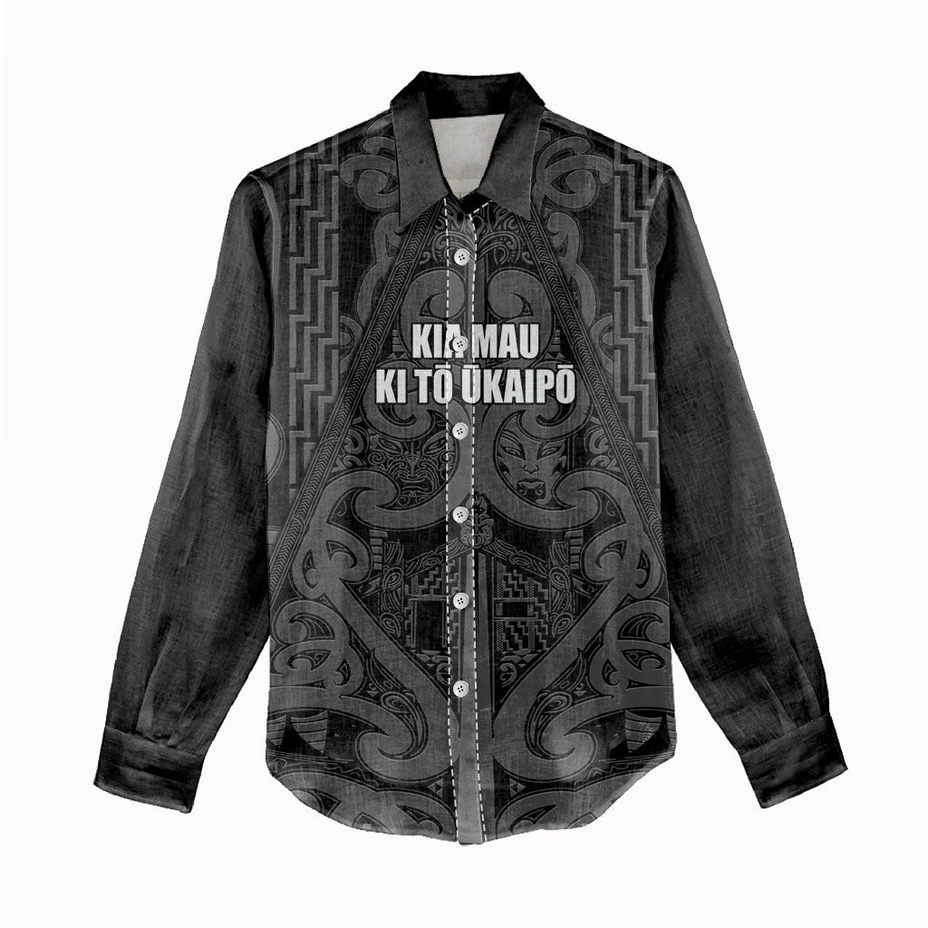 Maori Language Week Personalised Women Casual Shirt Kia Mau Ki To Ukaipo Grey Color