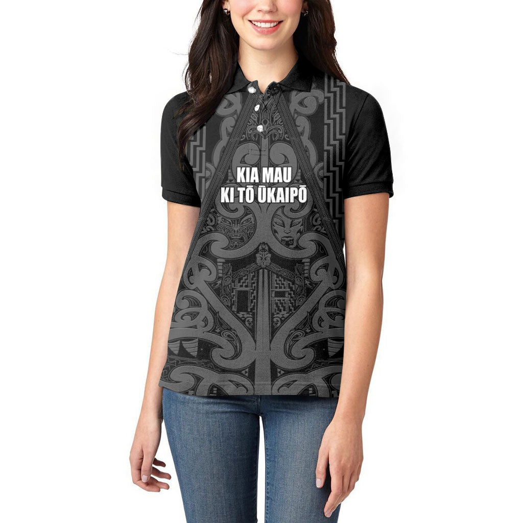 Maori Language Week Personalised Women Polo Shirt Kia Mau Ki To Ukaipo Grey Color