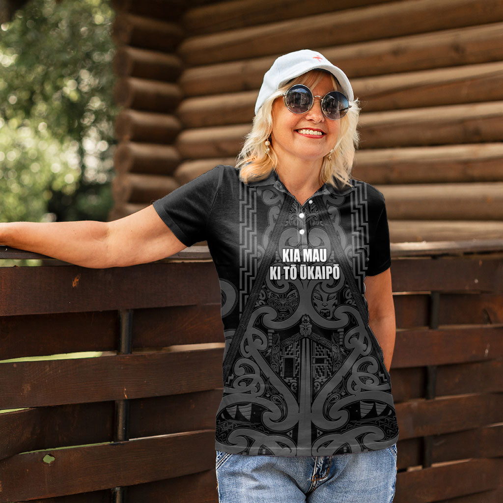 Maori Language Week Personalised Women Polo Shirt Kia Mau Ki To Ukaipo Grey Color