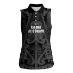 Maori Language Week Personalised Women Sleeveless Polo Shirt Kia Mau Ki To Ukaipo Grey Color