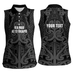 Maori Language Week Personalised Women Sleeveless Polo Shirt Kia Mau Ki To Ukaipo Grey Color