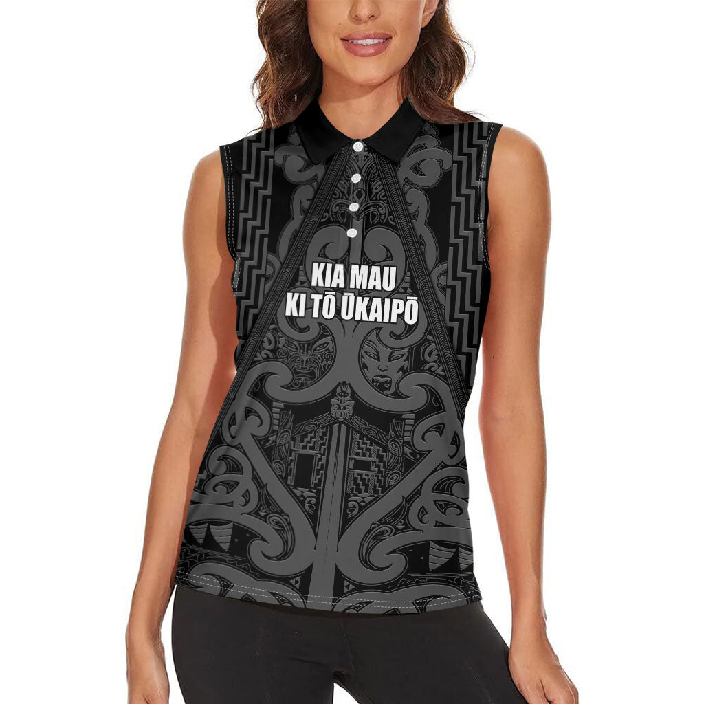 Maori Language Week Personalised Women Sleeveless Polo Shirt Kia Mau Ki To Ukaipo Grey Color