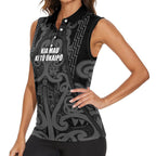 Maori Language Week Personalised Women Sleeveless Polo Shirt Kia Mau Ki To Ukaipo Grey Color