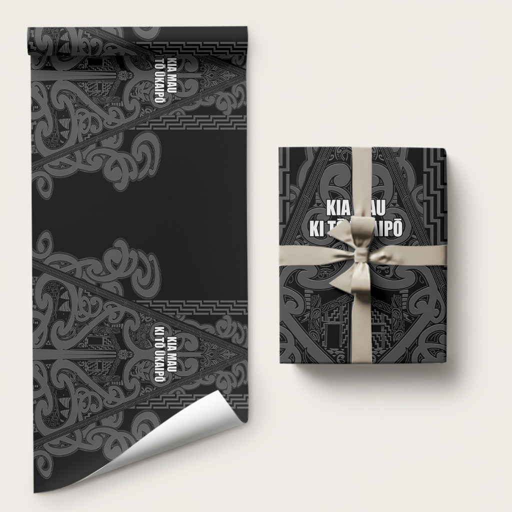 Maori Language Week Wrapping Paper Kia Mau Ki To Ukaipo Grey Color