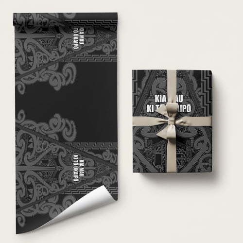 Maori Language Week Wrapping Paper Kia Mau Ki To Ukaipo Grey Color