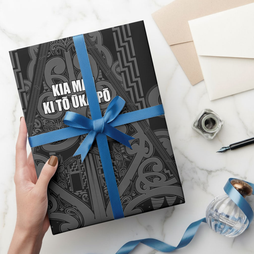 Maori Language Week Wrapping Paper Kia Mau Ki To Ukaipo Grey Color