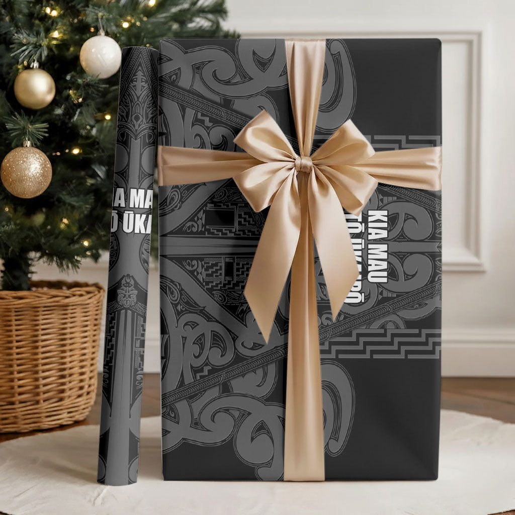 Maori Language Week Wrapping Paper Kia Mau Ki To Ukaipo Grey Color