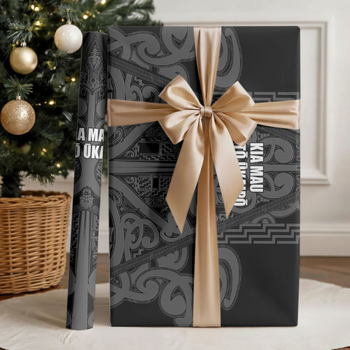 Maori Language Week Wrapping Paper Kia Mau Ki To Ukaipo Grey Color