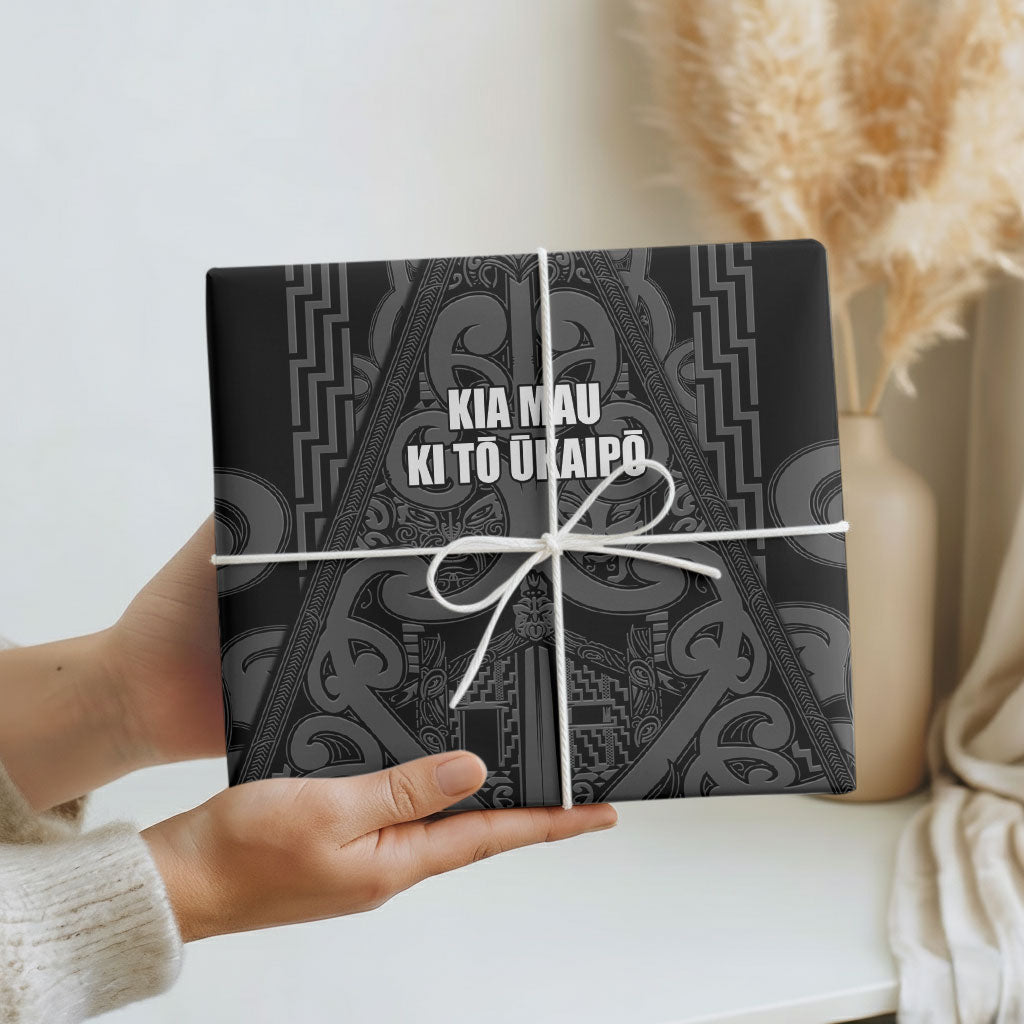 Maori Language Week Wrapping Paper Kia Mau Ki To Ukaipo Grey Color