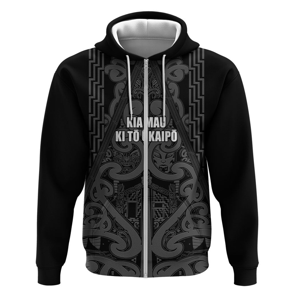 Maori Language Week Personalised Zip Hoodie Kia Mau Ki To Ukaipo Grey Color