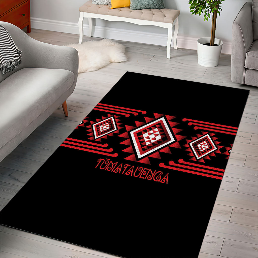 Aotearoa Atua Tumatauenga Area Rug Maori God Of War Taniko Motifs