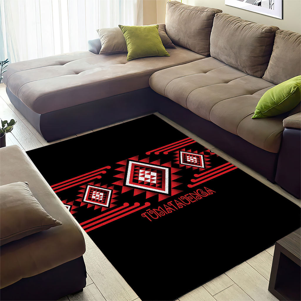 Aotearoa Atua Tumatauenga Area Rug Maori God Of War Taniko Motifs