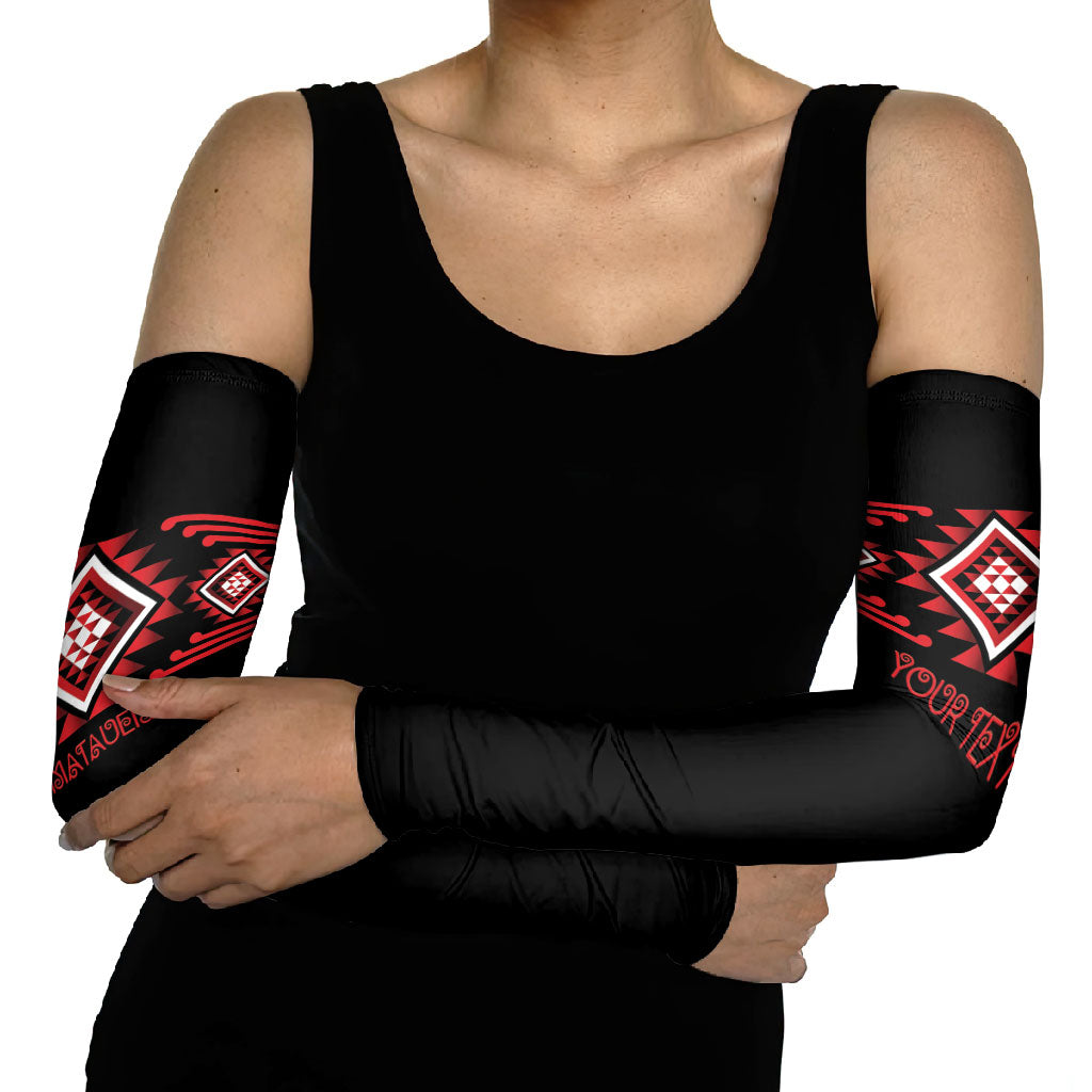 Aotearoa Atua Tumatauenga Personalised Arm Sleeves Maori God Of War Taniko Motifs
