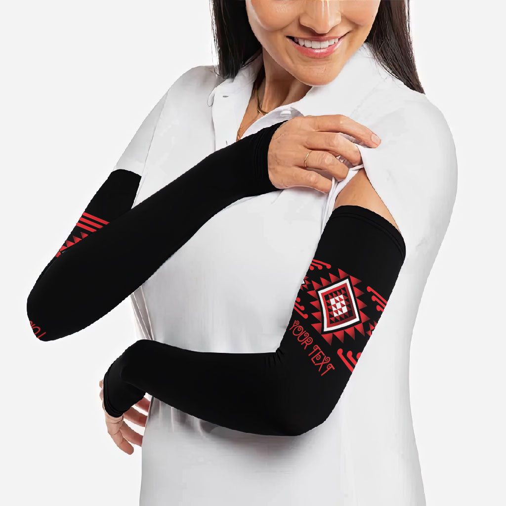 Aotearoa Atua Tumatauenga Personalised Arm Sleeves Maori God Of War Taniko Motifs
