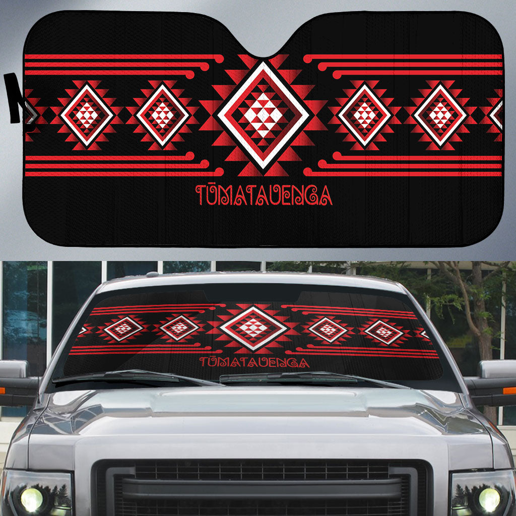 Aotearoa Atua Tumatauenga Auto Sun Shade Maori God Of War Taniko Motifs