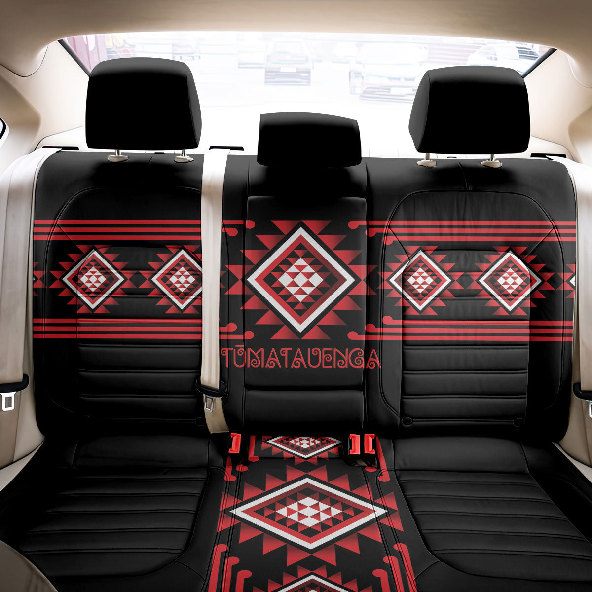 Aotearoa Atua Tumatauenga Back Car Seat Cover Maori God Of War Taniko Motifs