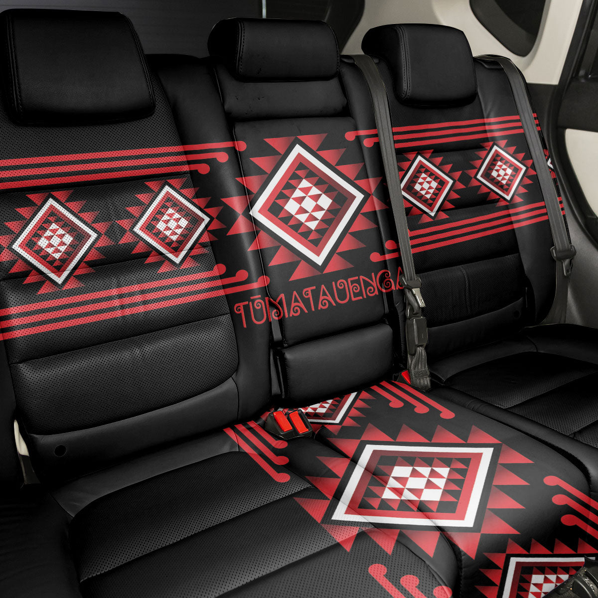 Aotearoa Atua Tumatauenga Back Car Seat Cover Maori God Of War Taniko Motifs