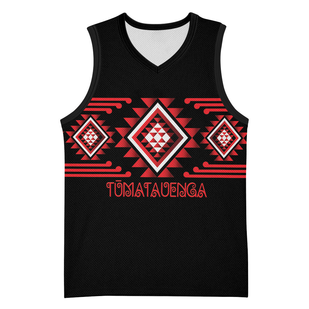 Aotearoa Atua Tumatauenga Personalised Basketball Jersey Maori God Of War Taniko Motifs