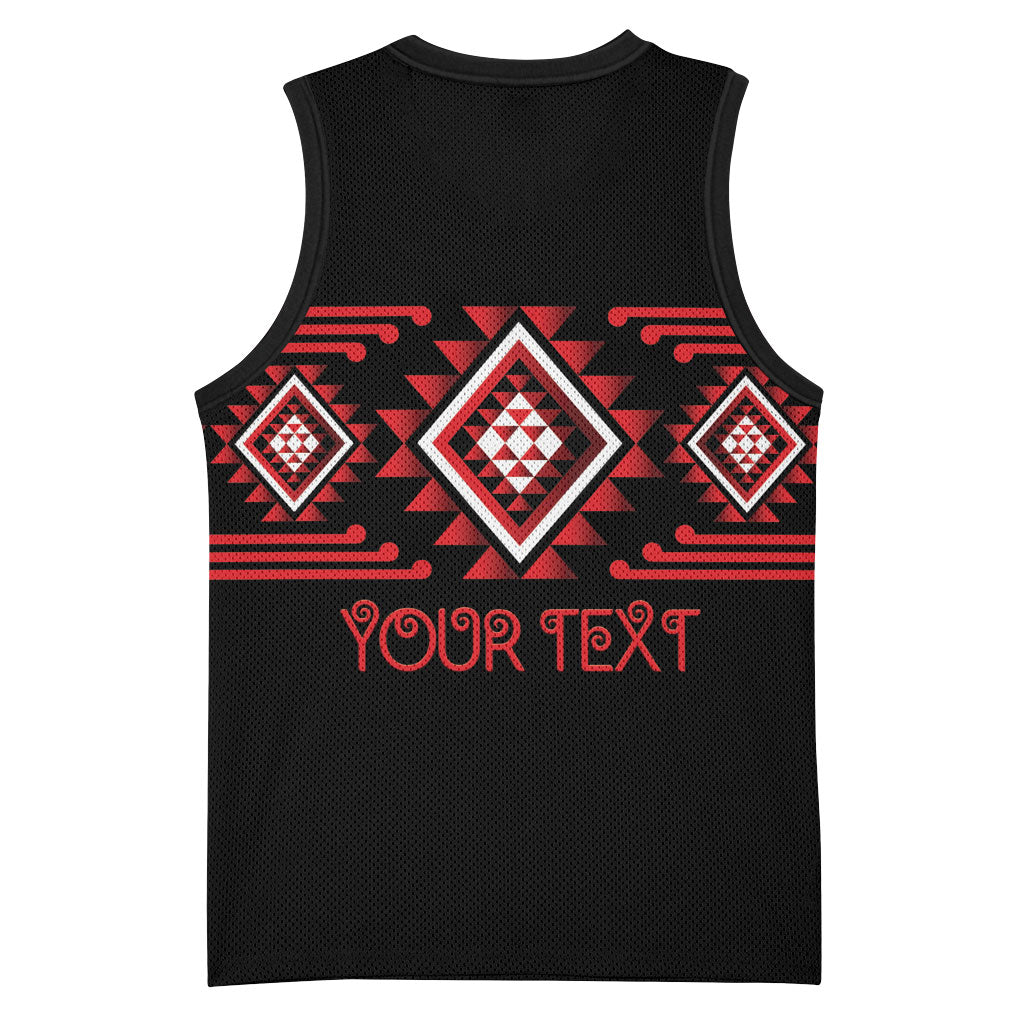 Aotearoa Atua Tumatauenga Personalised Basketball Jersey Maori God Of War Taniko Motifs