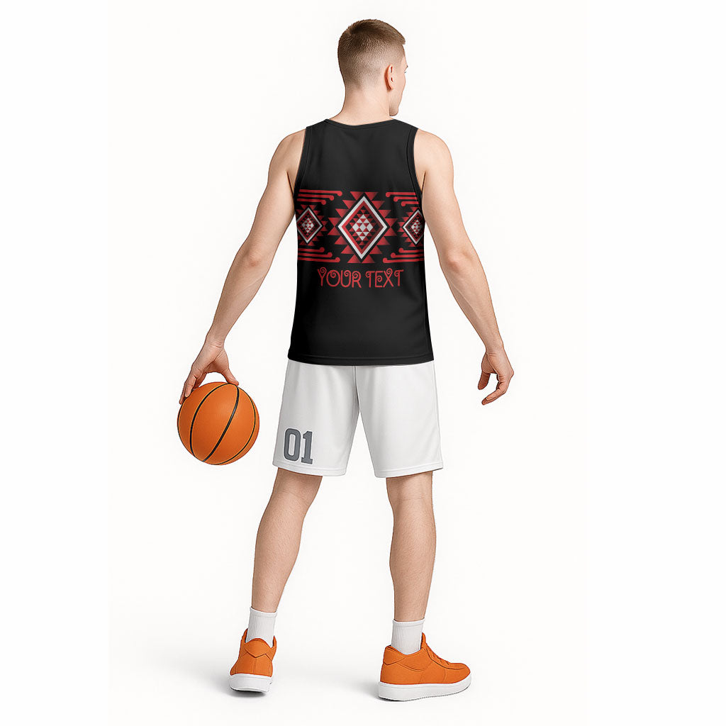 Aotearoa Atua Tumatauenga Personalised Basketball Jersey Maori God Of War Taniko Motifs