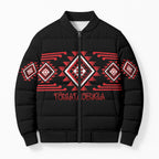 Aotearoa Atua Tumatauenga Personalised Bomber Puffer Jacket Maori God Of War Taniko Motifs