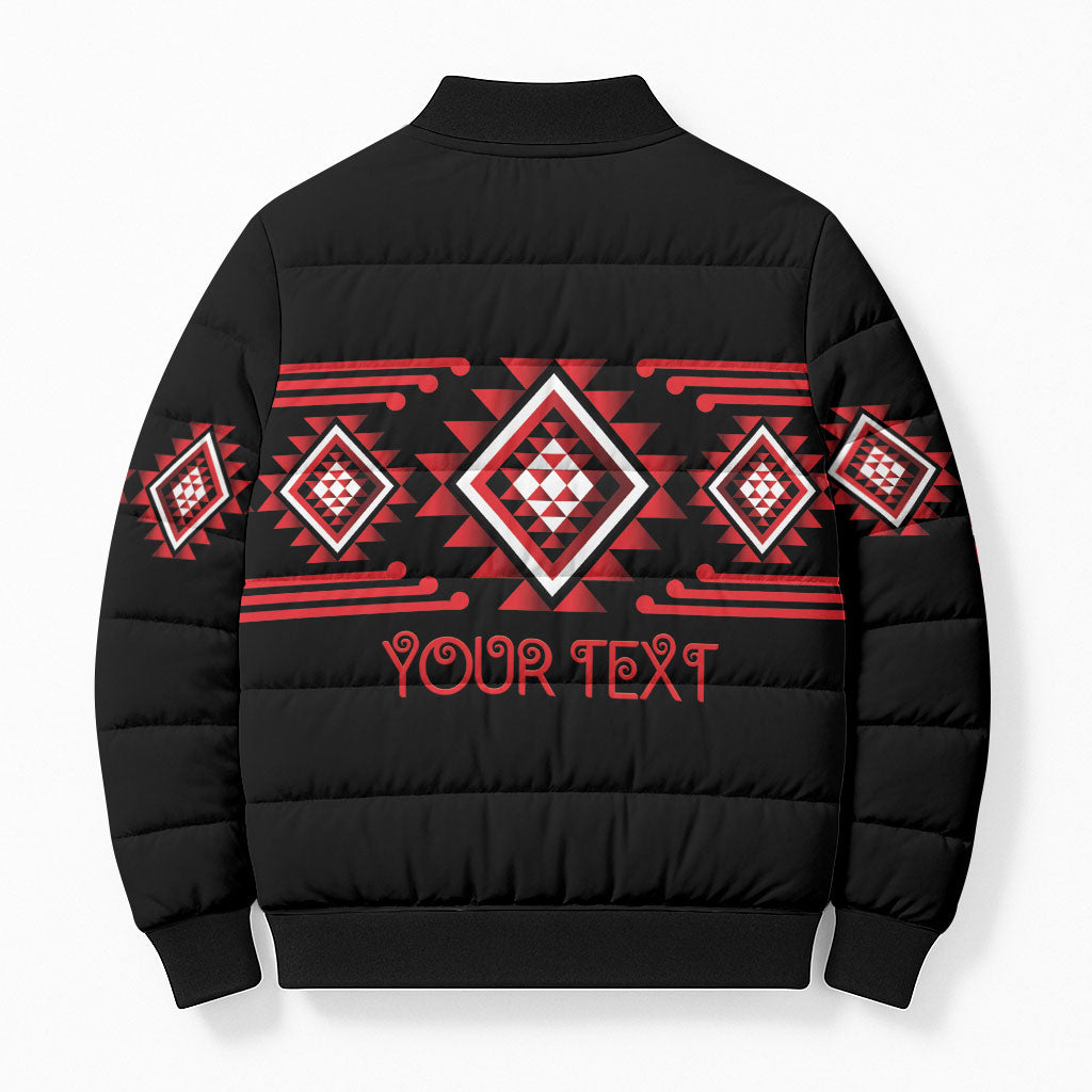 Aotearoa Atua Tumatauenga Personalised Bomber Puffer Jacket Maori God Of War Taniko Motifs