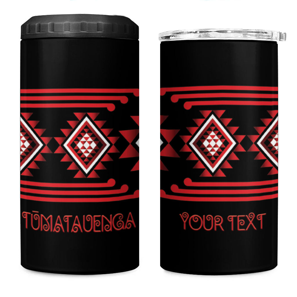 Aotearoa Atua Tumatauenga Personalised 4 in 1 Can Cooler Tumbler Maori God Of War Taniko Motifs