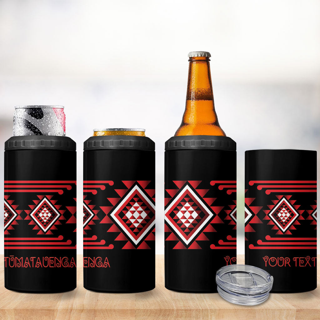 Aotearoa Atua Tumatauenga Personalised 4 in 1 Can Cooler Tumbler Maori God Of War Taniko Motifs