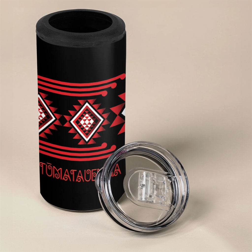 Aotearoa Atua Tumatauenga Personalised 4 in 1 Can Cooler Tumbler Maori God Of War Taniko Motifs