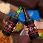 Aotearoa Atua Tumatauenga Personalised 4 in 1 Can Cooler Tumbler Maori God Of War Taniko Motifs