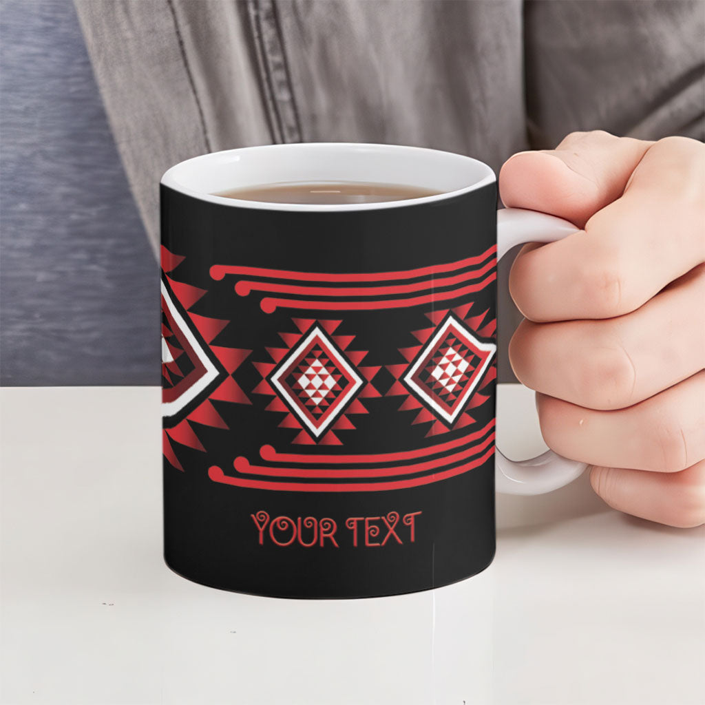 Aotearoa Atua Tumatauenga Personalised Ceramic Mug Maori God Of War Taniko Motifs