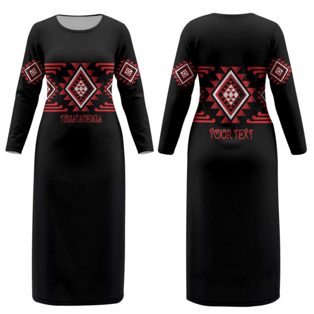 Aotearoa Atua Tumatauenga Personalised Couples Matching Long Sleeve Bodycon Dress and Long Sleeve Button Shirt Maori God Of War Taniko Motifs