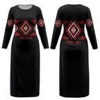 Aotearoa Atua Tumatauenga Personalised Couples Matching Long Sleeve Bodycon Dress and Long Sleeve Button Shirt Maori God Of War Taniko Motifs