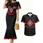 Aotearoa Atua Tumatauenga Personalised Couples Matching Mermaid Dress and Hawaiian Shirt Maori God Of War Taniko Motifs