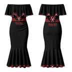 Aotearoa Atua Tumatauenga Personalised Couples Matching Mermaid Dress and Long Sleeve Button Shirt Maori God Of War Taniko Motifs