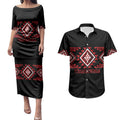 Aotearoa Atua Tumatauenga Personalised Couples Matching Puletasi and Hawaiian Shirt Maori God Of War Taniko Motifs