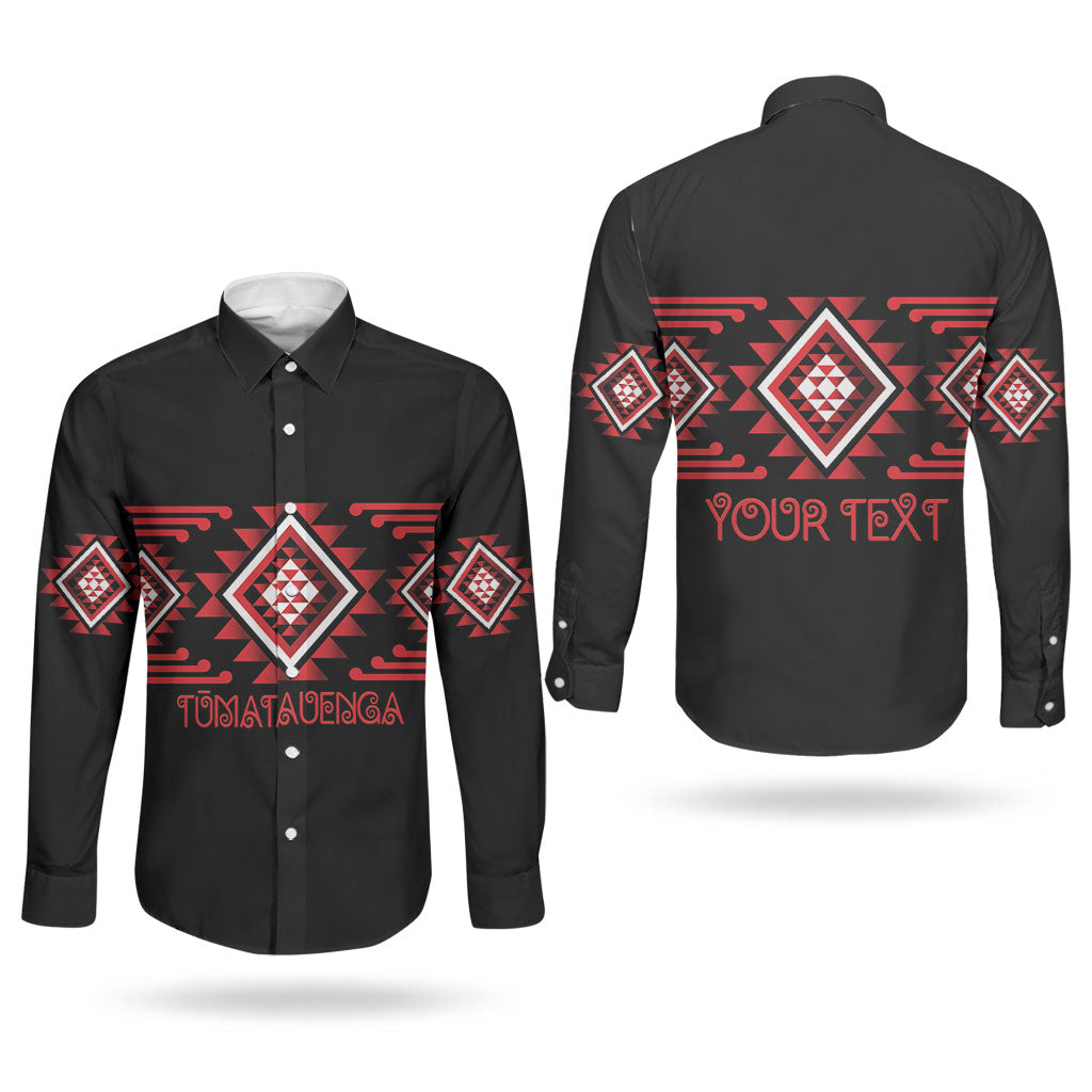 Aotearoa Atua Tumatauenga Personalised Couples Matching Puletasi and Long Sleeve Button Shirt Maori God Of War Taniko Motifs