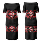 Aotearoa Atua Tumatauenga Personalised Couples Matching Puletasi and Long Sleeve Button Shirt Maori God Of War Taniko Motifs