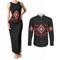 Aotearoa Atua Tumatauenga Personalised Couples Matching Tank Maxi Dress and Long Sleeve Button Shirt Maori God Of War Taniko Motifs