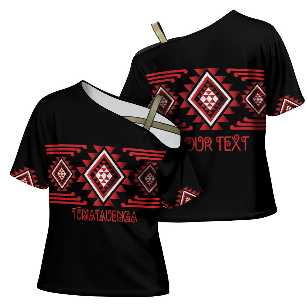 Aotearoa Atua Tumatauenga Personalised Cross Shoulder Shirt Maori God Of War Taniko Motifs