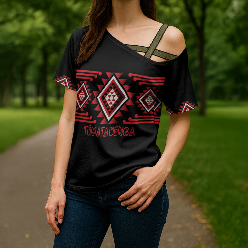 Aotearoa Atua Tumatauenga Personalised Cross Shoulder Shirt Maori God Of War Taniko Motifs