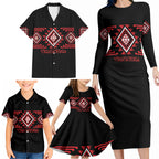 Aotearoa Atua Tumatauenga Personalised Family Matching Long Sleeve Bodycon Dress and Hawaiian Shirt Maori God Of War Taniko Motifs