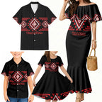 Aotearoa Atua Tumatauenga Personalised Family Matching Mermaid Dress and Hawaiian Shirt Maori God Of War Taniko Motifs